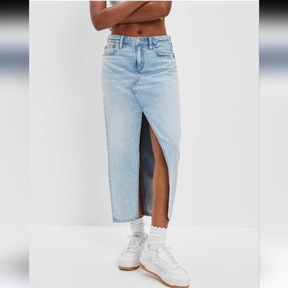 American Eagle Outfitters Sky Blue Midi Skirt
